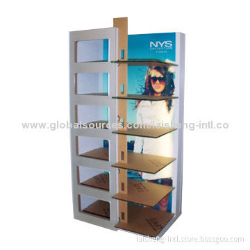 Wooden Display Shelves with Light, White Lamination